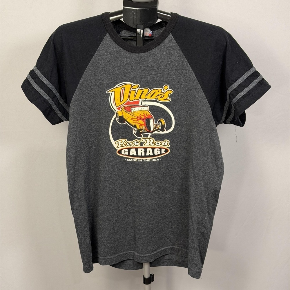 Mixology Shirt Mens Aprox Small Gray Dinos Hot Rod Garage Car Graphic Raglan Tee